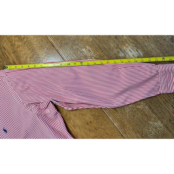 Ralph Lauren Red & White Striped Classic Fit Button Down Shirt 100% Cotton 17/34 - Picture 5 of 9